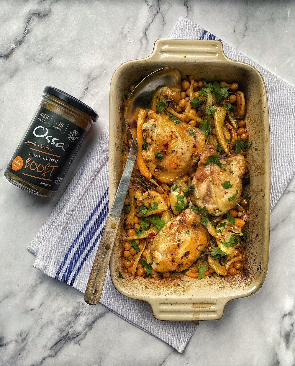 Lemony Harissa Chicken Thigh Tray Bake