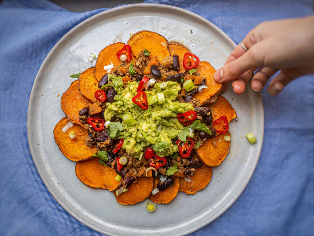 Loaded Sweet Potato Beef Nachos