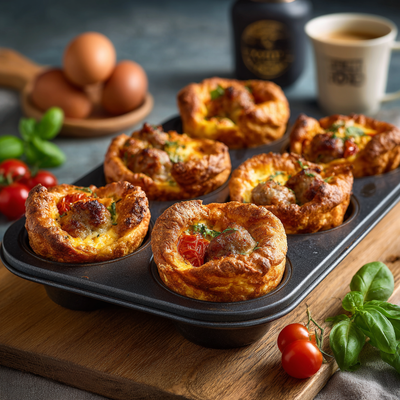 Healthy Sausage & Tomato Popovers