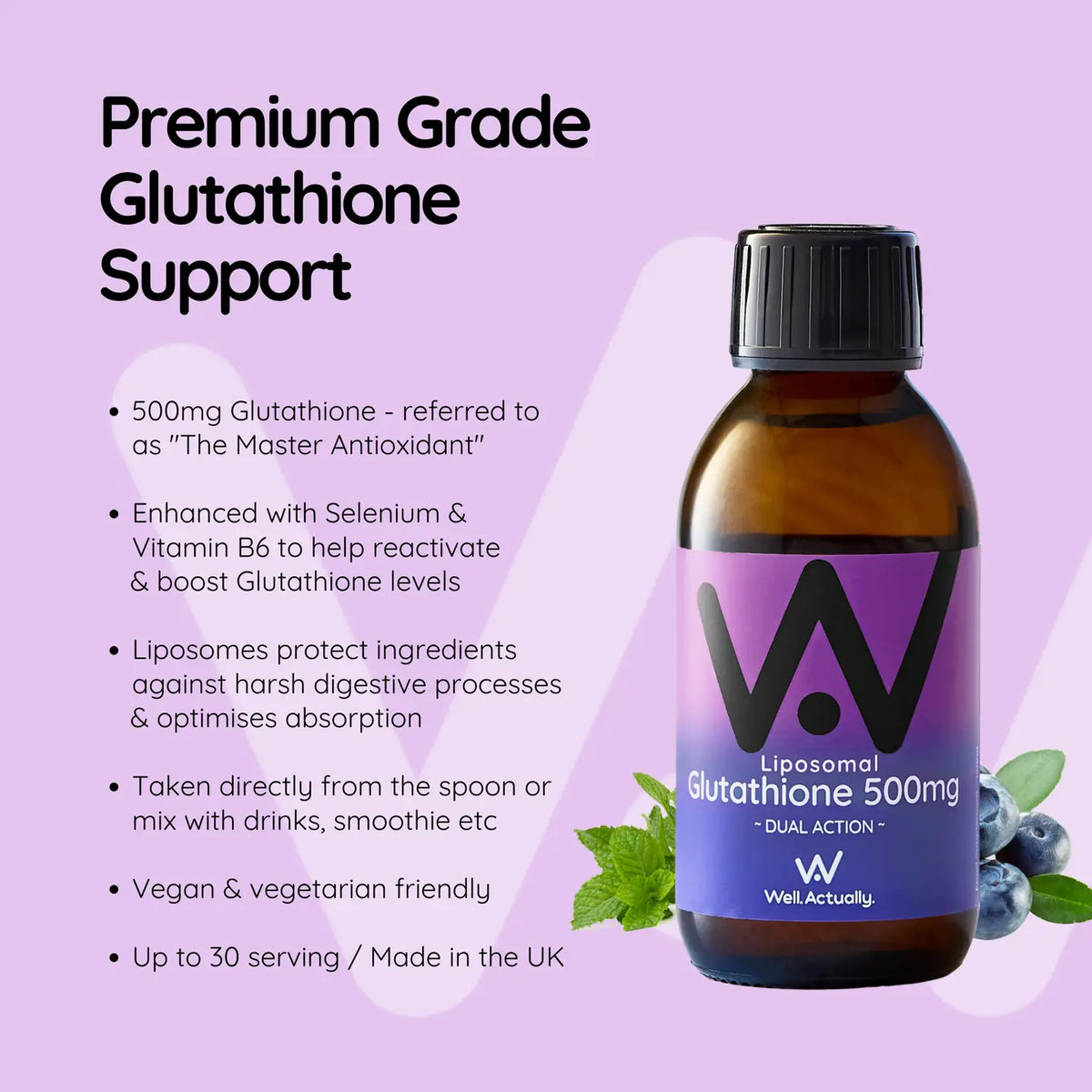 Well Actually Liposomal Glutathione (500mg) Liquid Blueberry 150ml – WellEasy