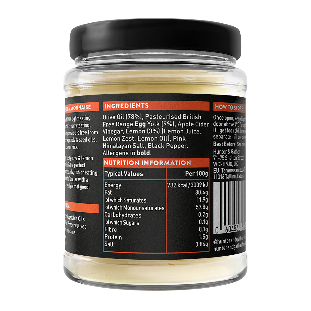 Hunter & Gather Olive & Lemon Olive Oil Mayonnaise 240g WellEasy