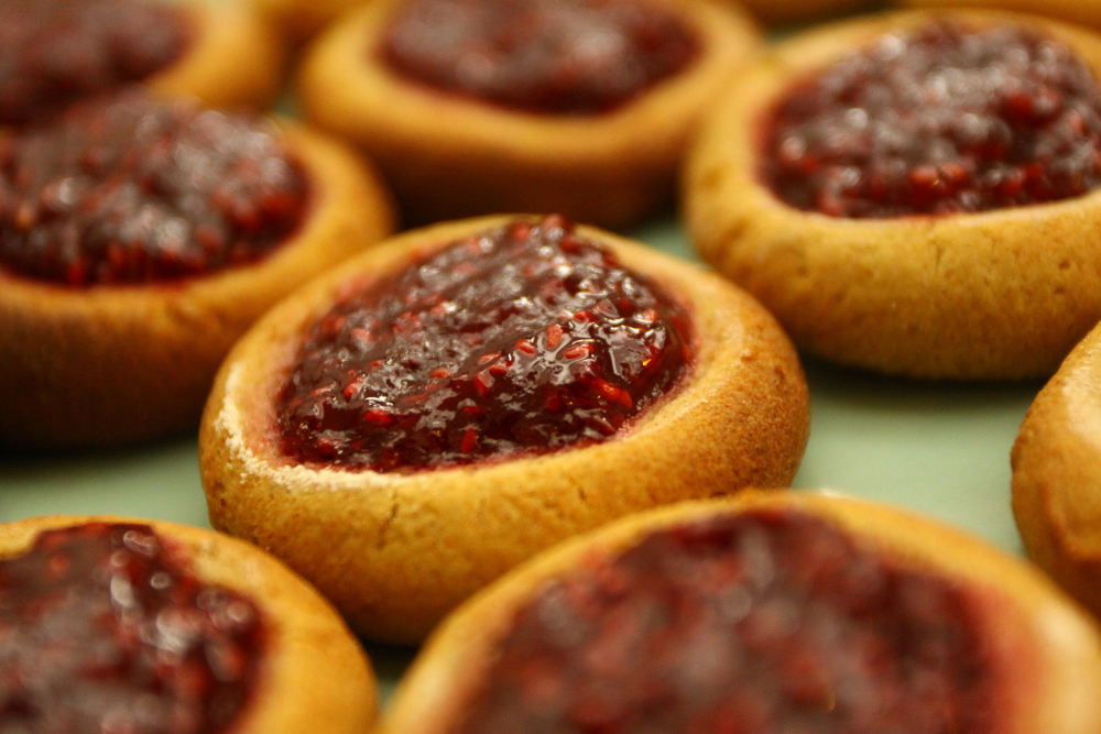 Almond, Tahini and Raspberry Biscuits