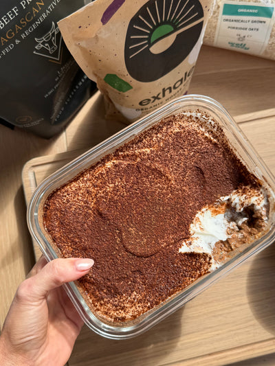 High Protein Tiramisu Overnight Oats