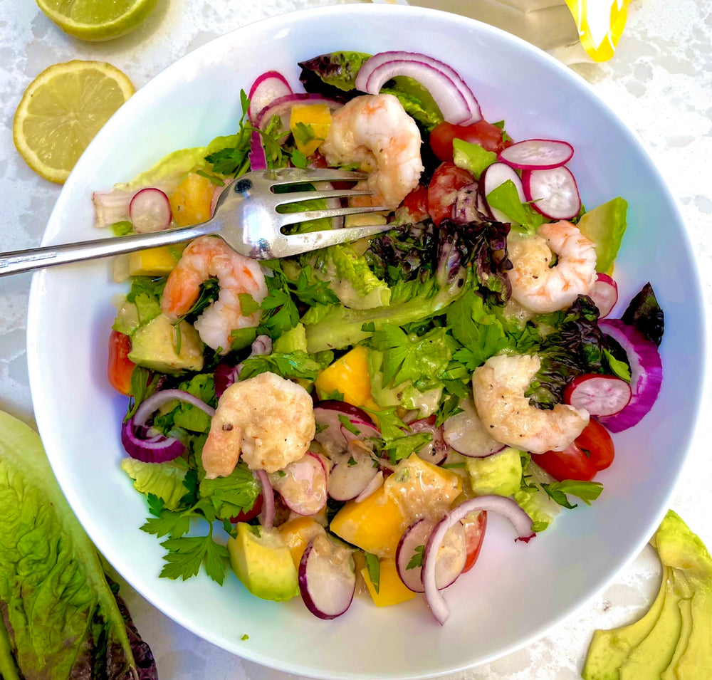 Prawn and Mango Salad with Tahini Dressing