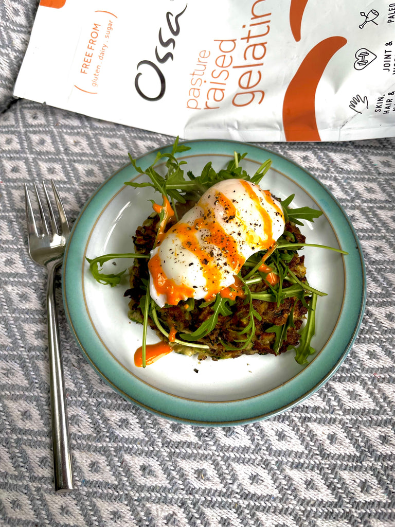 Carrot & Courgette Fritters With Poached Egg