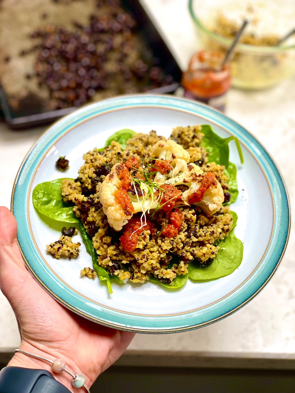 Lemongrass Turmeric Quinoa With Harissa Cauliflower