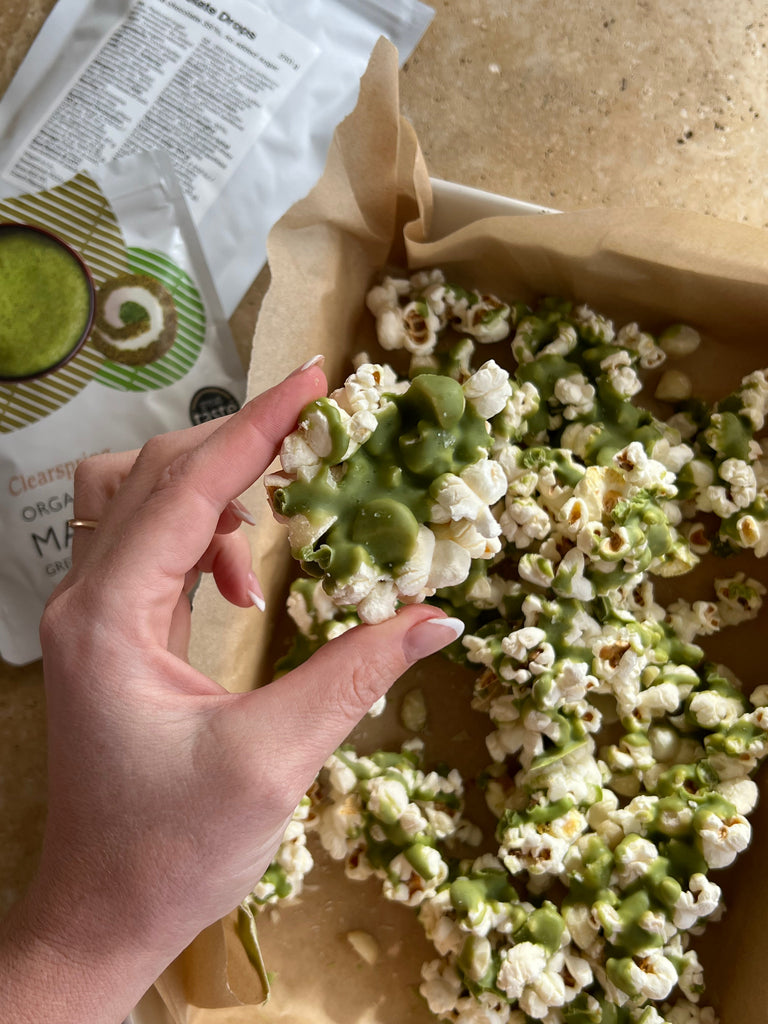 Salted Matcha & White Chocolate Popcorn