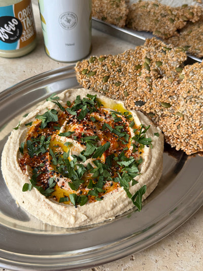 3 Ingredient Seed Crackers & Hummus