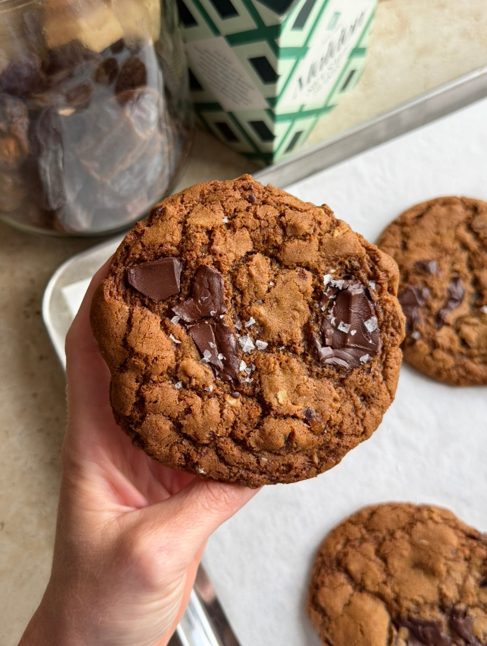 Salted Date & Dark Chocolate Oatmeal Cookies