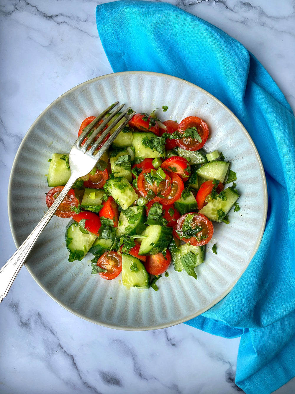 Cucumber, Tomato and Basil Salad