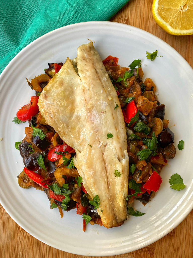 Roasted Sea Bass with Sicilian Caponata