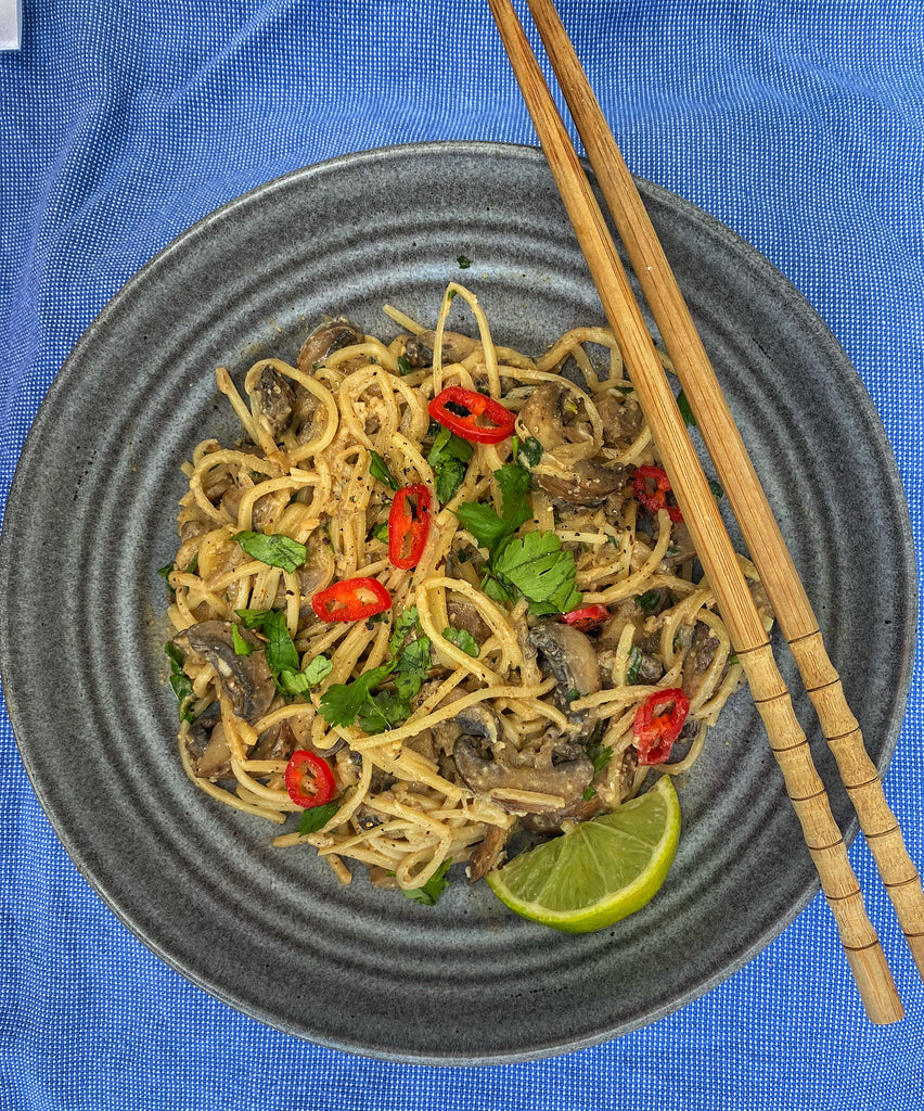 Coconut Miso Mushrooms With Hearts Of Palm Noodles