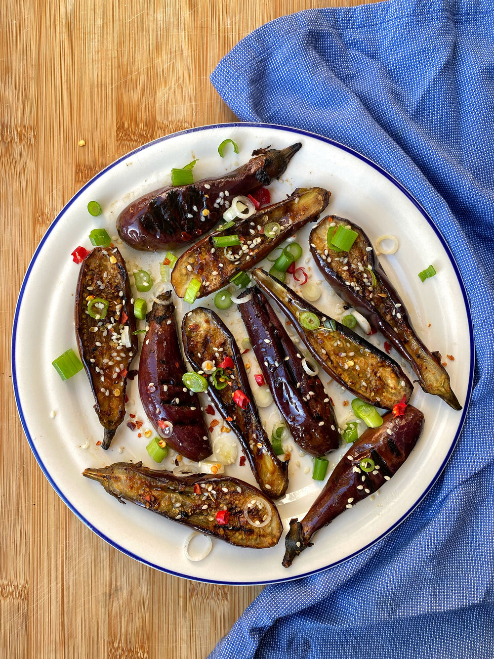 Honey Miso Baby Aubergine With Fresh Chilli