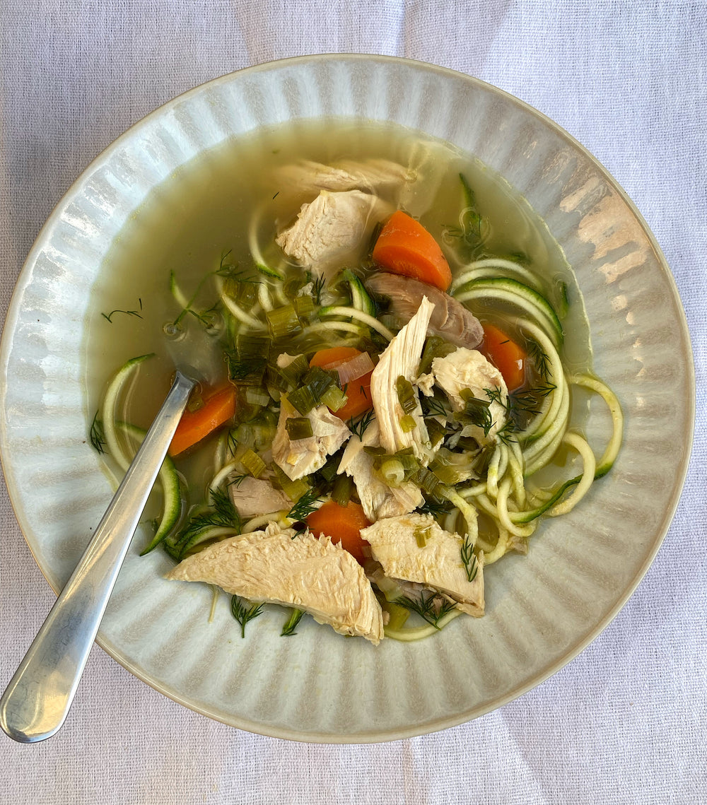 Gut loving Chicken Broth with Courgette Noodles
