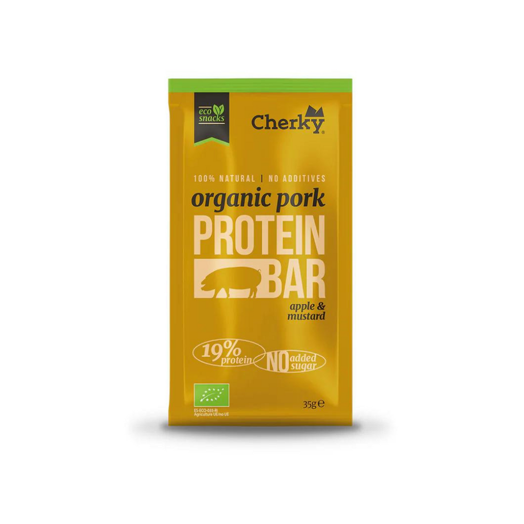 Cherky Organic Iberain Pork Bar Apple and Mustard 35g