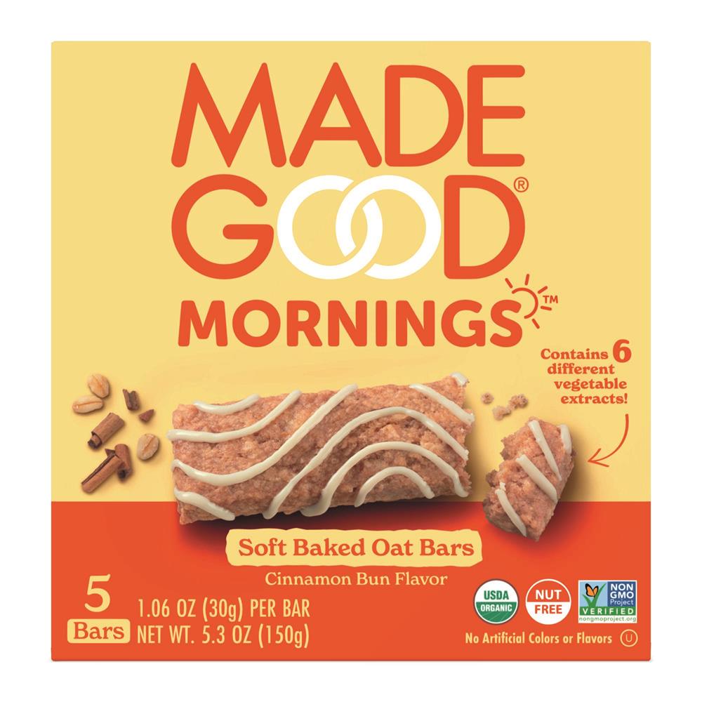 MadeGood Morning Oat Bar Cinnamon Bun 5 x 30g Multipack