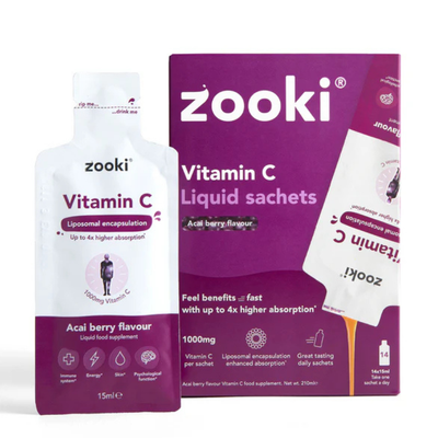 Zooki Liposomal Vitamin C 1000mg Açaí Berry 14 x 15ml Sachets