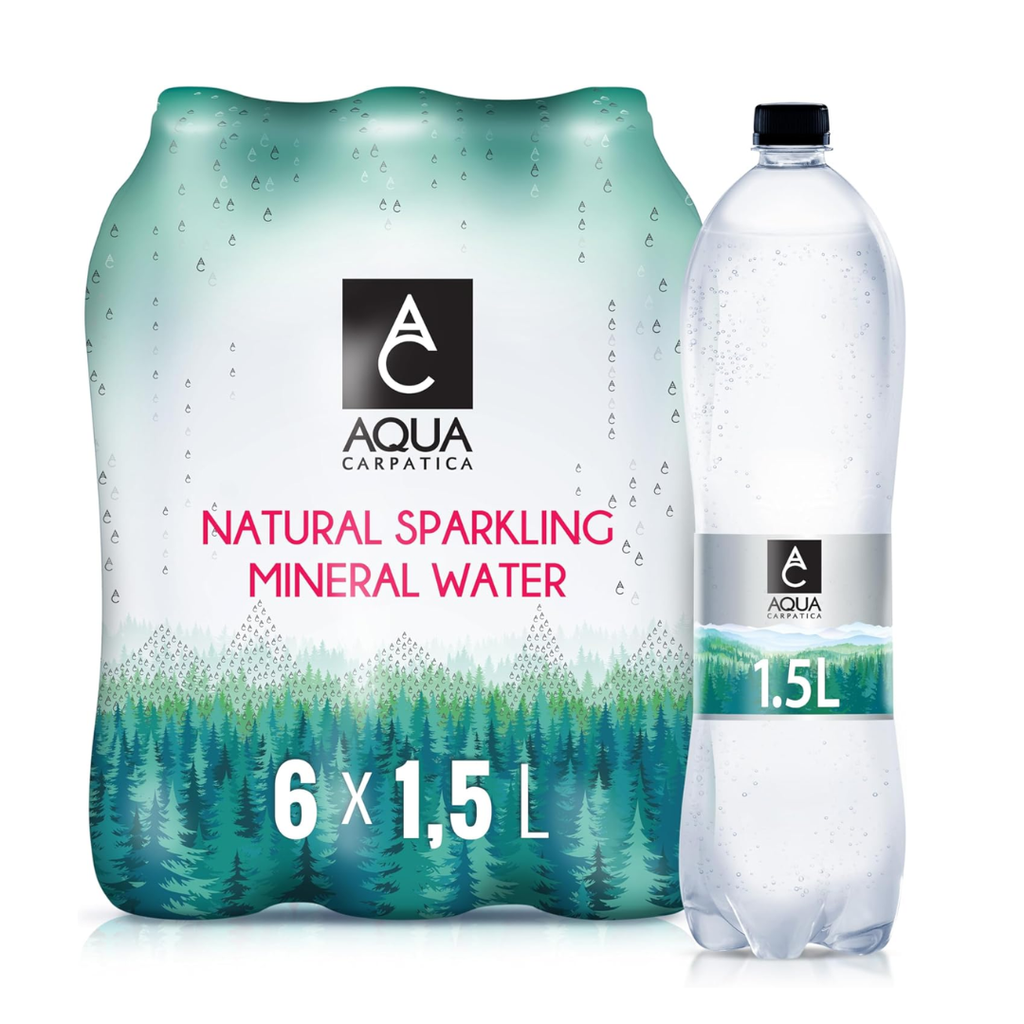 AQUA CARPATICA Natural Sparkling Mineral Water 1.5L x6