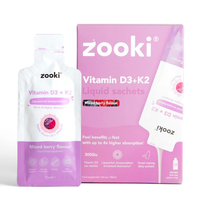 Zooki Liposomal Vitamin D3 + K2 3000iu Berry 14 x 10ml Sachets