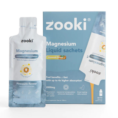 Zooki Liposomal Magnesium Bisglycinate 2000mg Pineapple 14 x 17ml Sachets
