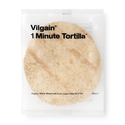 Vilgain Organic 1 Minute Tortilla Wraps 3pcs 225g