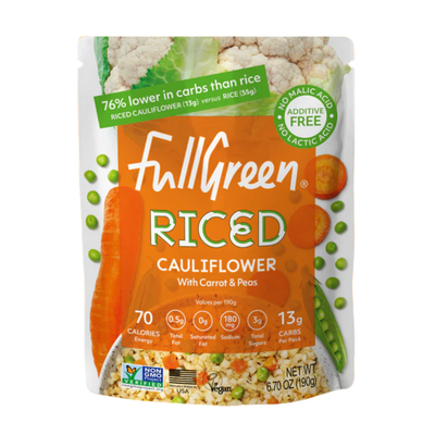 Fullgreen Riced Cauliflower with Carrots & Peas 190g