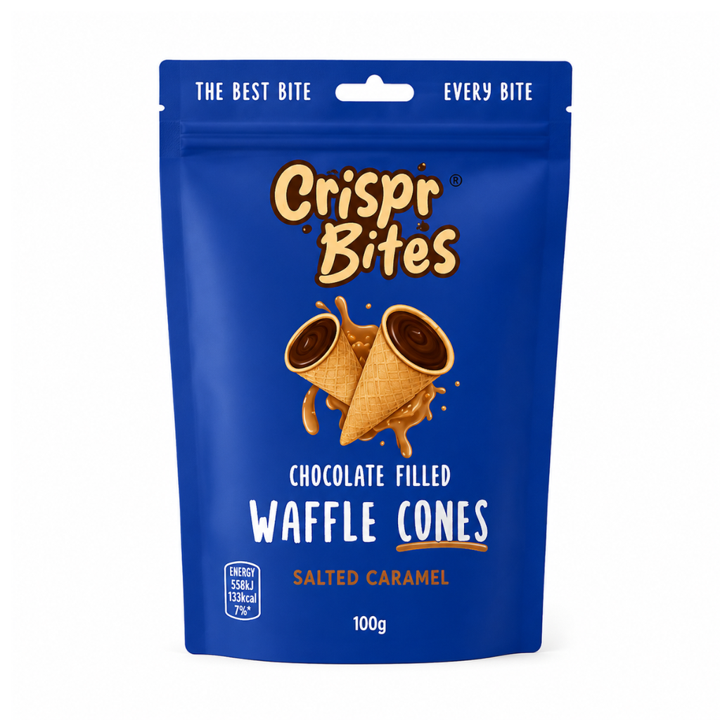 Crispr Bites Salted Caramel Chocolate Filled Waffle Cones 100g