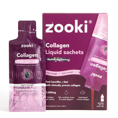 Zooki Super Strength Marine Collagen 11,000mg Blackcurrant 14 × 18.5ml Sachets