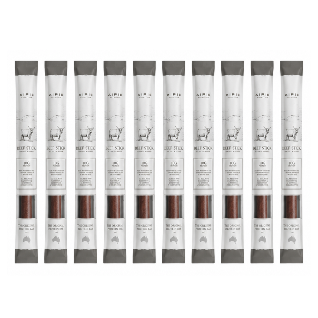 Ape Nutrition Grass-Fed Beef Sticks Sea Salt & Pepper 22g 10 Sticks