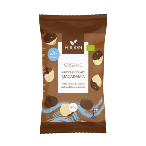 Foodin Organic Raw Chocolate No Added Sugar Macadamia 50g
