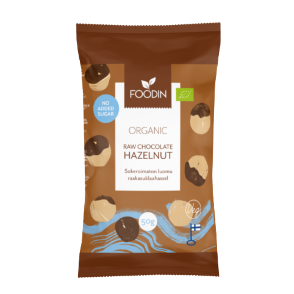 Foodin Organic Raw Chocolate No Added Sugar Hazelnut 50g