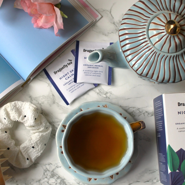 Fly Awake Tea Dragonfly Night Sky Calm Organic Herbal Tea 20 Sachets