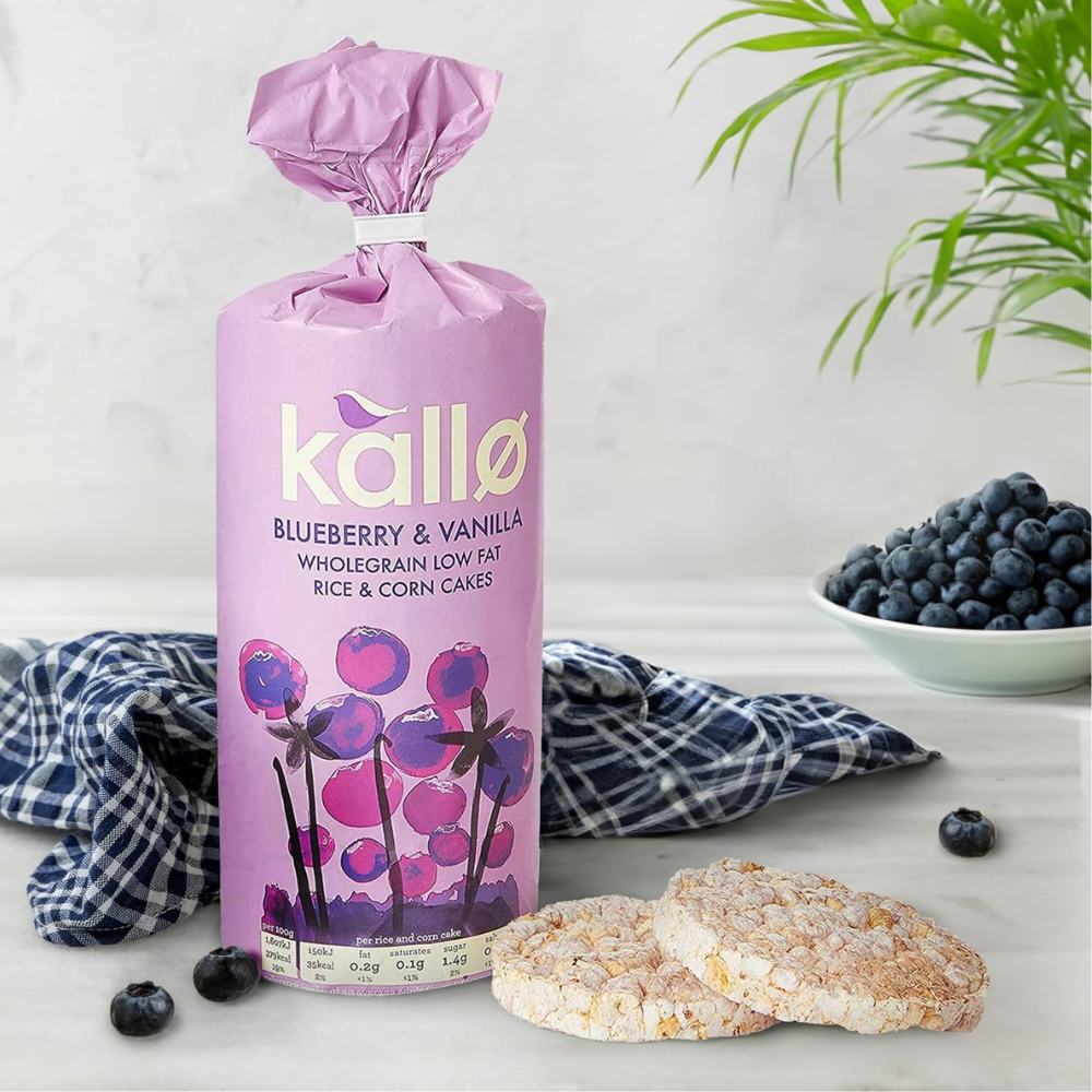Kallo Rice Snacks Home Kallo Blueberry & Vanilla Wholegrain Rice & Corn Cakes 131g